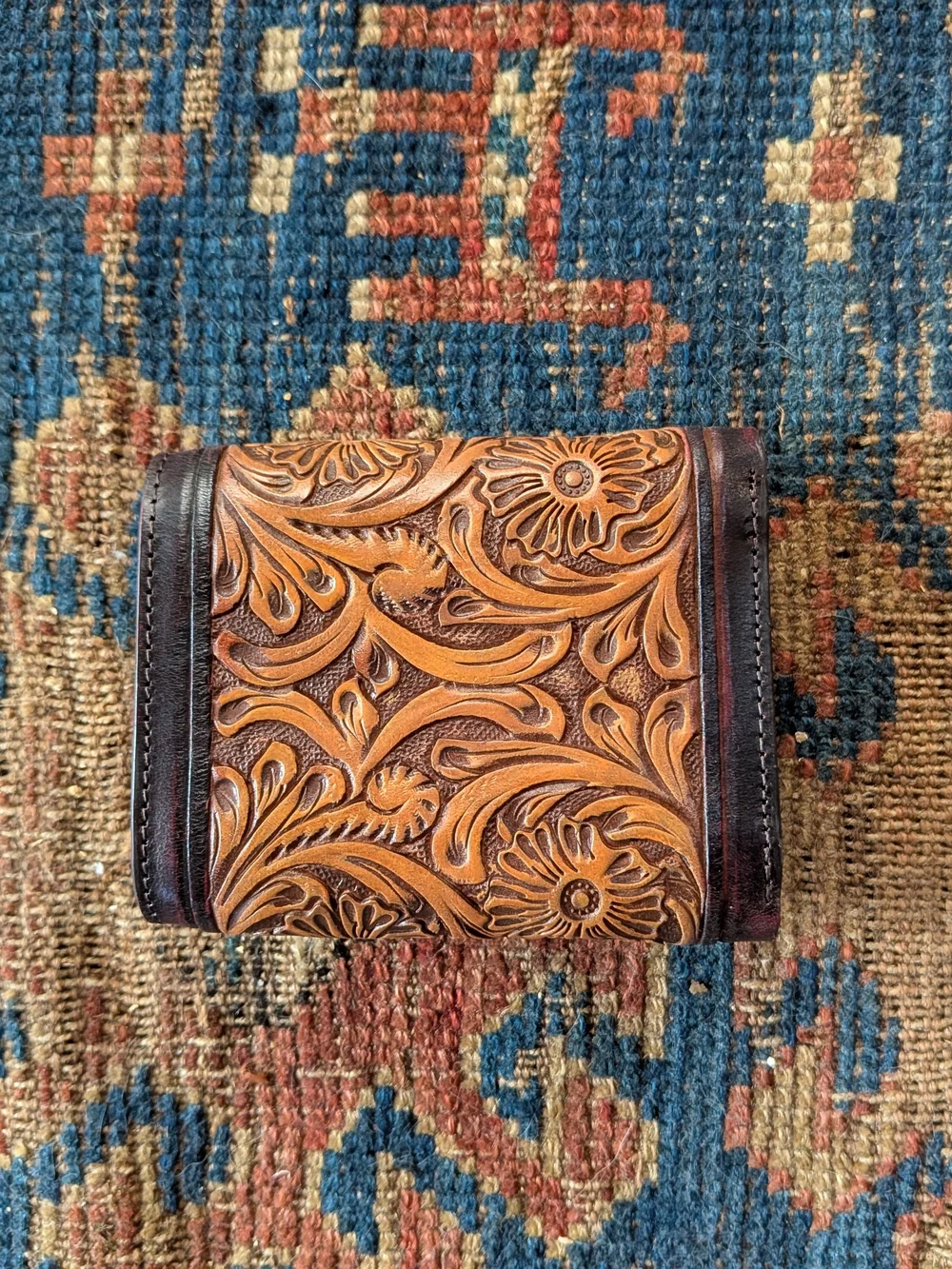 Ranger Belt Company Tooled Leather Card Holder - Brown